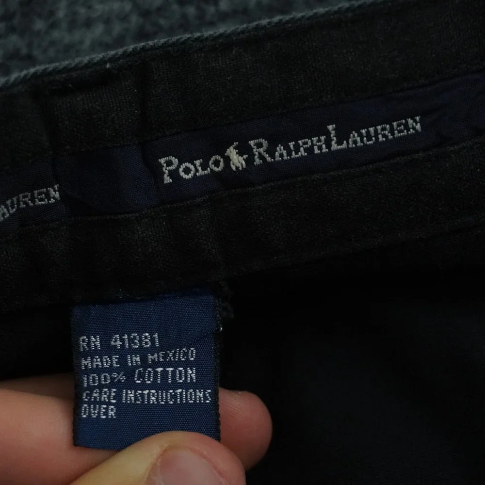 Vintage Polo Ralph Lauren Chino Pants Mens 36x29 Black Pleated Cotton Relaxed